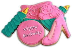 Happy Birthday Pink Shoe Gift Box Sugar Cookies