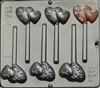 3046 Double Hearts with Flowers Lollipop Chocolate Candy Mold