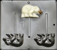 3470 Polar Bear Grizzly Bear Lollipop Chocolate Candy Mold