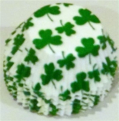 BC-14-100 Green Shamrock on White Standard Baking Cup 100 ct.