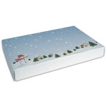 BO-106Q 1/2 lb. 2 pc. Snow Scene cover with white base. 7in. x 4 3/8in. x 1 1/8in. Quantity 125