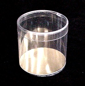 BO-33-25 Clear Acetate Round Box & Gold Foil Base 2 1/2" dia