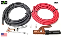 100' Set of 2/0 Red & Black Welding Cable & Connectors 50' Ground & 50' Stinger