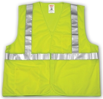 Safety Vest: Mesh, Hook & Loop - FLUORESCENT YELLOW-GREEN