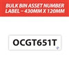 FUCHS Bulk Bin Asset Number Label - 430mm x 120mm