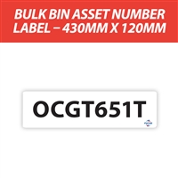 FUCHS Bulk Bin Asset Number Label - 430mm x 120mm