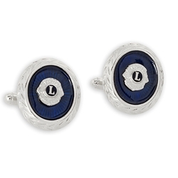 Silver Tone/Blue Cufflinks