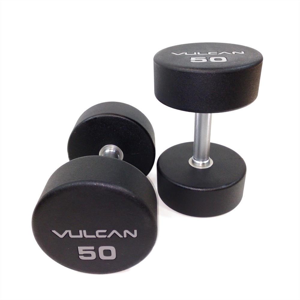 Vulcan Urethane Dumbbell Sets 5 lbs to 50 lbs with 3-Tier Dumbbell Rack