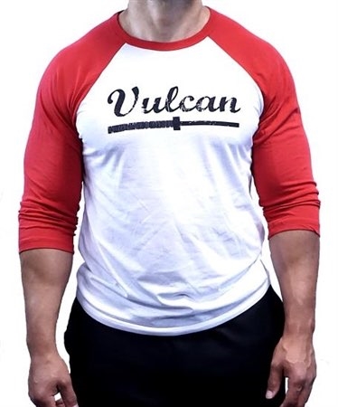 Vulcan Abused Barbell Baseball Tee- Red