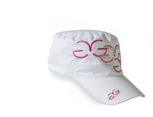 WALTER GENUIN COTTON CAP WITH SWAROVSKI(R) - WHITE/PINK