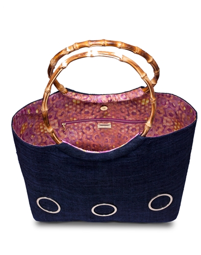 MARBELLA JACKIE SILK TOTE - blue