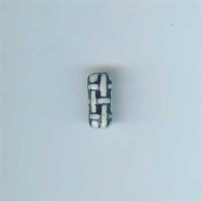 Asian Blue and White Bead - Cylinder basket 8x18mm