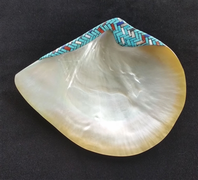 Photo of Inlaid Shell Plate by Angie Reano Owen of Santo Domingo Pueblo, New Mexico