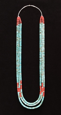 Photo of Santo Domingo Turquoise & Coral Heishi Necklace