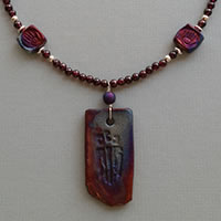 Raku Pendant with Garnet Necklace Kit