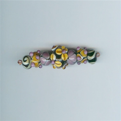 7 Am Lampwork Beads - Autumn Sunflower