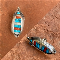 Photo of Navajo Turquoise, Coral, and Sterling Silver 'Corn' Ring, Circa 1965