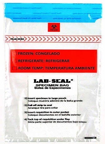 Specimen Bags Lab SealÃ‚Â®Tamper-Evident with Removable Biohazard Symbol and Absorbent Pad| Prism Pak