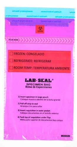 Specimen Bags Lab SealÃ‚Â®Tamper-Evident with Removable Biohazard Symbol - Purple Tint| Prism Pak
