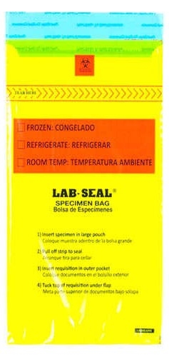 Specimen Bags Lab SealÃ‚Â®Tamper-Evident with Removable Biohazard Symbol - Yellow Tint| Prism Pak