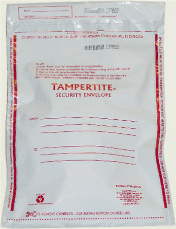 TT1013MLS 10"x13" Single Pouch White/Op Disposable Deposit Bag