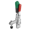 557572 Vertical toggle clamp with safety latch. Size 2, green.