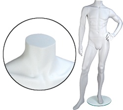 Male Mannequins: Left Hand on Hip, Leg Forward, Headless