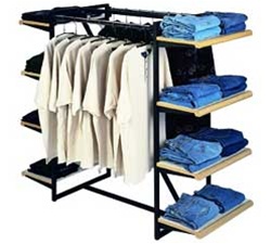 8 Shelf Double Hangrail Sq Tubing Clothes Racks - Black