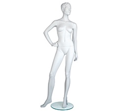 Female Mannequins: Hand on Hip, Leg to Side, Cameo White