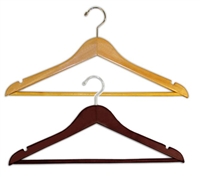 Hangers Wooden Wishbone with Chrome Hook - 17 in.