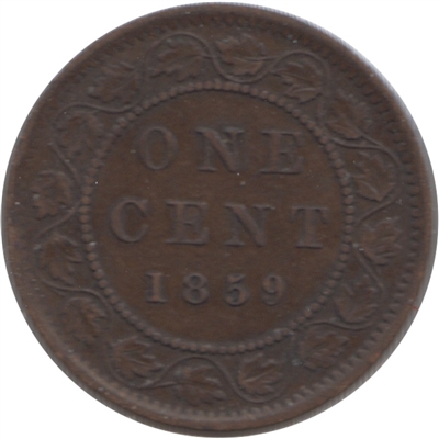 1859 Narrow 9 Canada 1-cent F-VF (F-15)