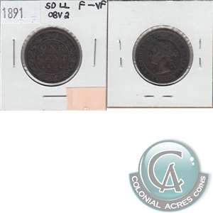 1891 SDLL Obv. 2 Canada 1-cent F-VF (F-15) $