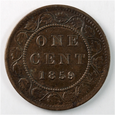1859 Narrow 9 Canada 1-cent AU-UNC (AU-55) $