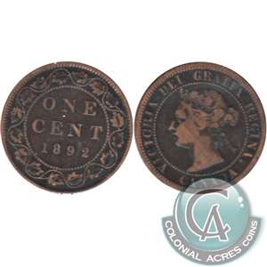 1892 Obv. 2 Canada 1-cent VG-F (VG-10)