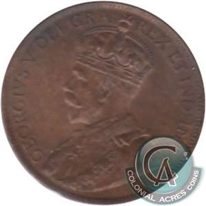 1916 Canada 1-cent UNC+ (MS-62) Red And Brown