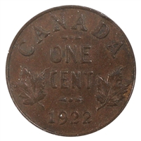 1922 Canada 1-cent VF-EF (VF-30) $