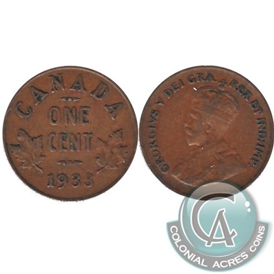 1933 Canada 1-cent F-VF (F-15)