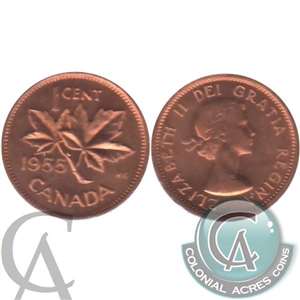 1955 Canada 1-cent Brilliant Uncirculated (MS-63)