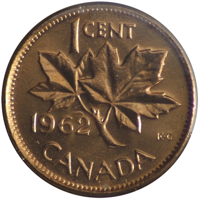 1962 Hanging 2 Canada 1-cent Brilliant Uncirculated (MS-63)