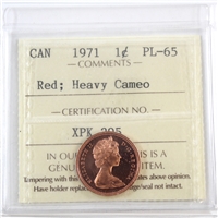 1971 Canada 1-cent ICCS Certified PL-65 Red; Heavy Cameo