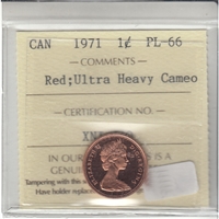 1971 Canada 1-cent ICCS Certified PL-66 Red; Ultra Heavy Cameo