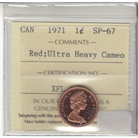 1971 Canada 1-cent ICCS Certified SP-67 Red; Ultra Heavy Cameo