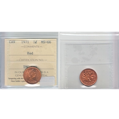 1971 Canada 1-cent ICCS Certified MS-66 Red