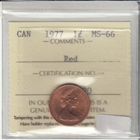 1977 Canada 1-cent ICCS Certified MS-66 Red