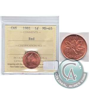 1981 Canada 1-cent ICCS Certified MS-65 Red
