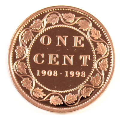 1998 (1908-1998) Commemorative Canada 1-cent Proof