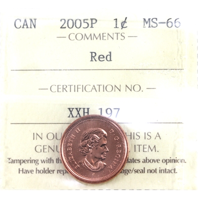 2005P Canada 1-cent ICCS Certified MS-66 Red