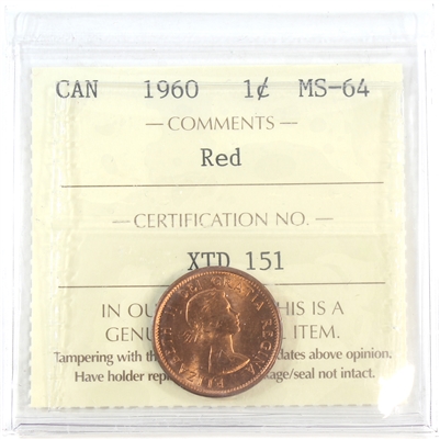 1960 Canada 1-cent ICCS Certified MS-64