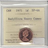 1971 Canada 1-cent ICCS Certified SP-66 Red; Ultra Heavy Cameo
