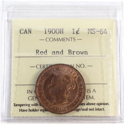 1900H Canada 1-cent ICCS Certified MS-64 Red & Brown